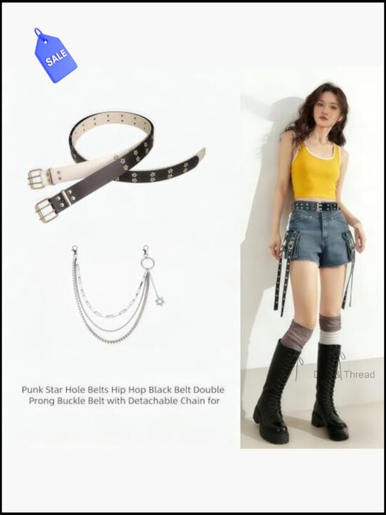 Y2K Gothic Star Studded Belt with Pants Chain main image 6